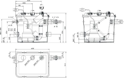 JETLY Station de relevage NOVABOX 05 dimensions